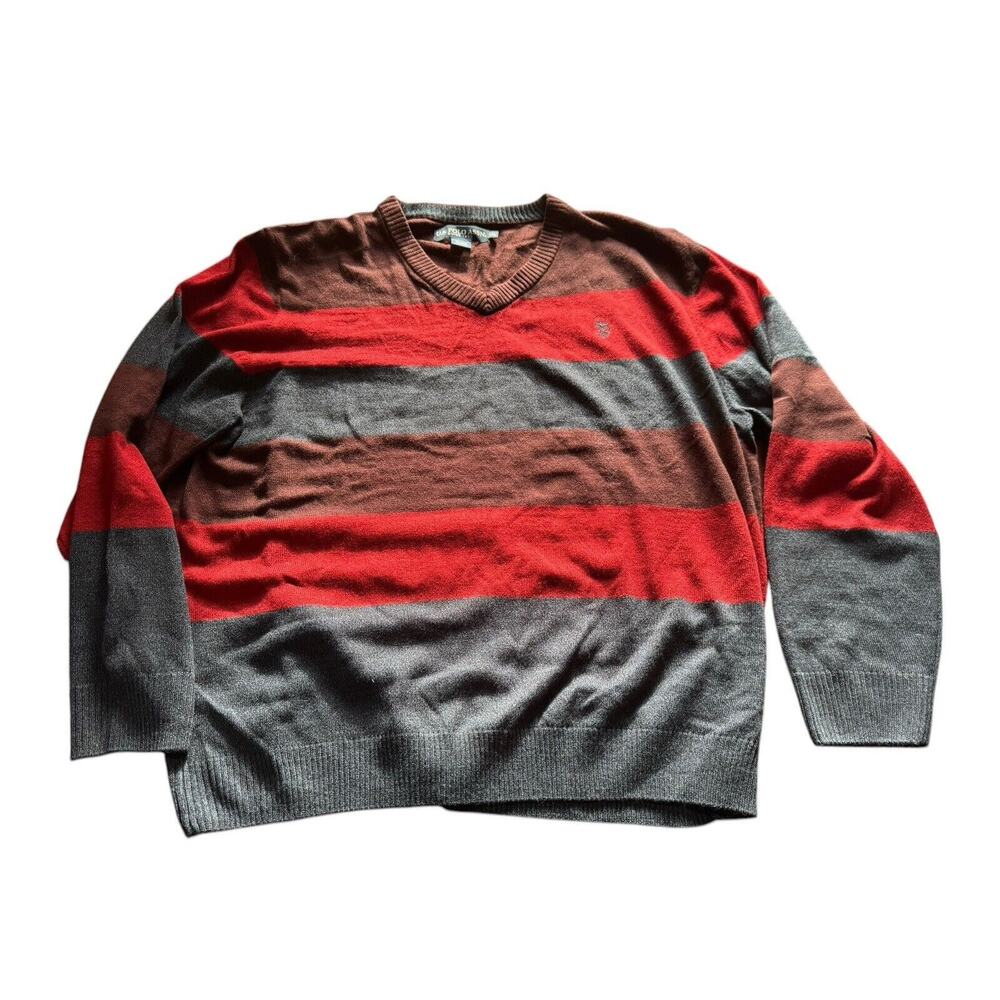 U.S. Polo Assn. Sweater Multicolor Pullover Men’s XXL Blue Red Brown Long Sleeve - Picture 3 of 8